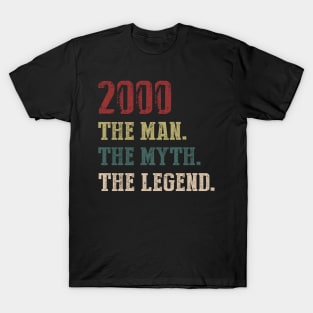 Vintage 2000 The Man The Myth The Legend Gift 20th Birthday T-Shirt